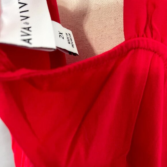 Ava & Viv Tiered Red Midi Tank Dress 2X - Picture 6 of 8